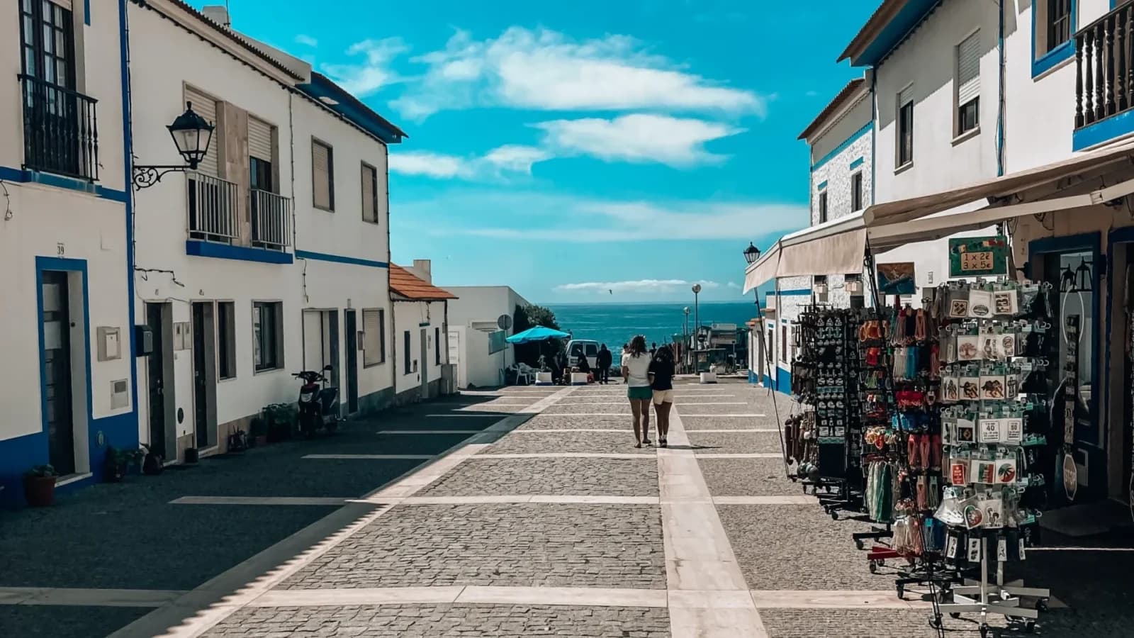 The Rota Vicentina Fishermen's Trail leaving Porto Covo along the Atlantic clifftops